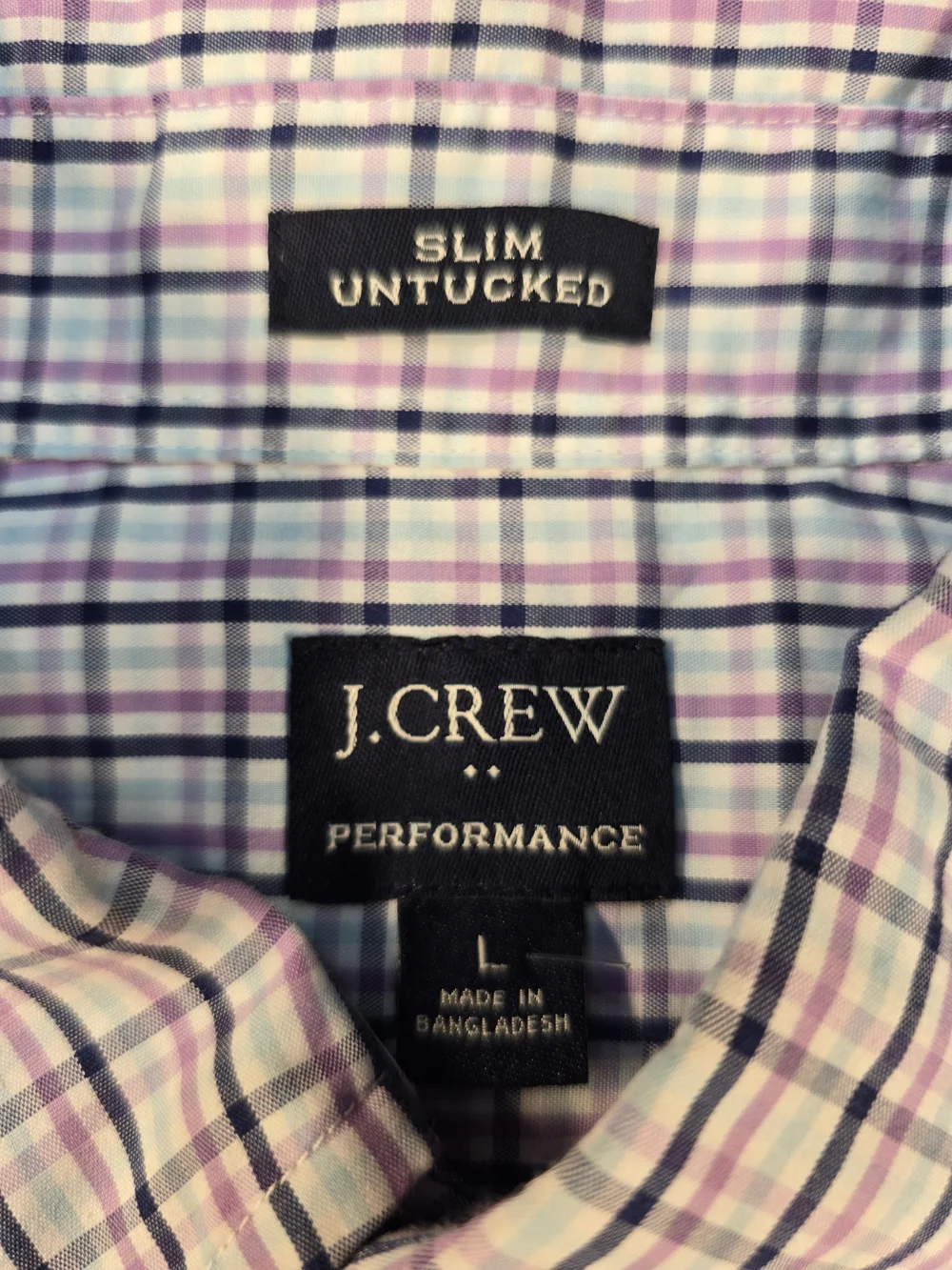 J. Crew Men's Button-Down Plaid‎ Shirt - Purple/Blue/White/Black Size Large